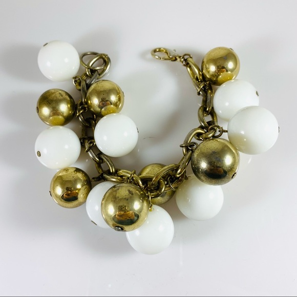 Awesome vintage bubble gum-ball gold and white cha cha bracelet - Picture 5 of 6